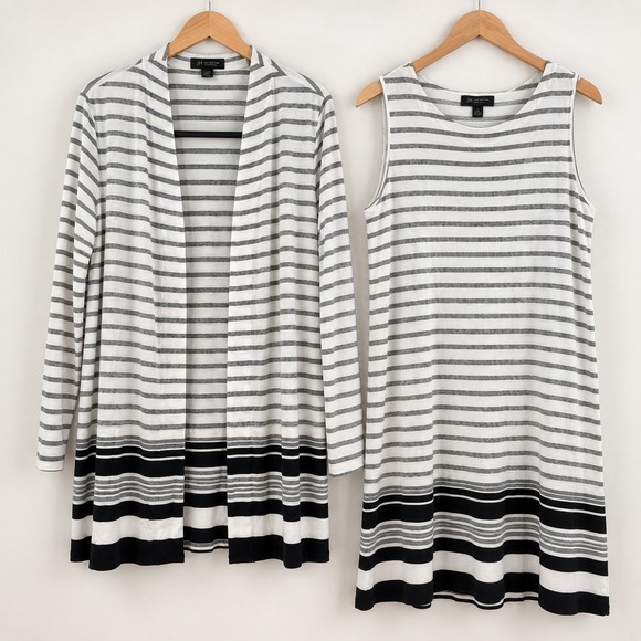 J. Jill Other - J. Jill Coastal Grandma Nautical Stripe Dress Cardigan Set Women M Travel Set